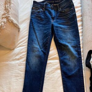 American Eagle Outfitters Dark Blue Airflex + Athletic Skinny Jeans